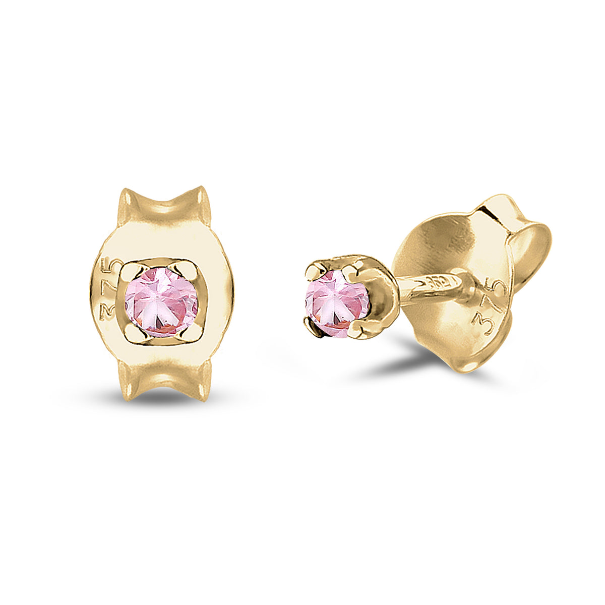 Gold - Elli PREMIUM | Ohrstecker | Saphir Synthetik Rosa | 375 Gelbgold
