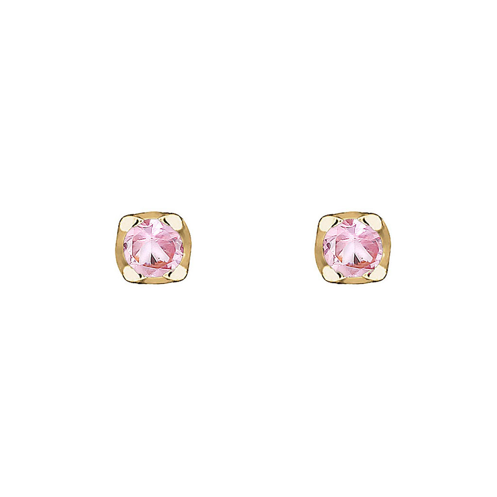 Gold - Elli PREMIUM | Ohrstecker | Saphir Synthetik Rosa | 375 Gelbgold