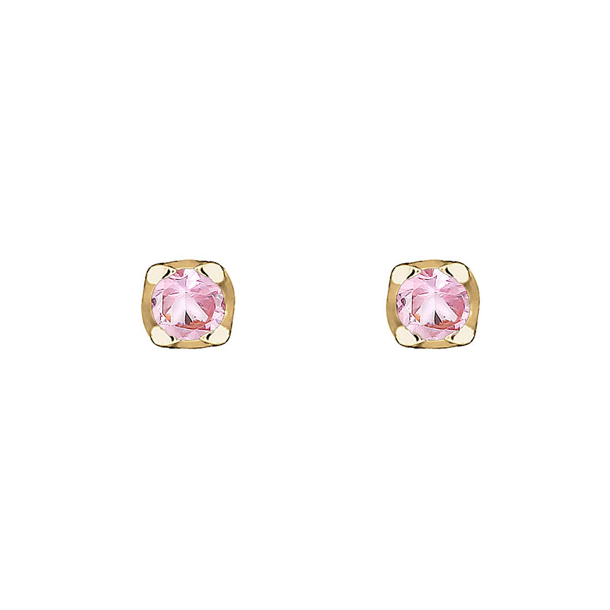 Gold - Elli PREMIUM | Ohrstecker | Saphir Synthetik Rosa | 375 Gelbgold