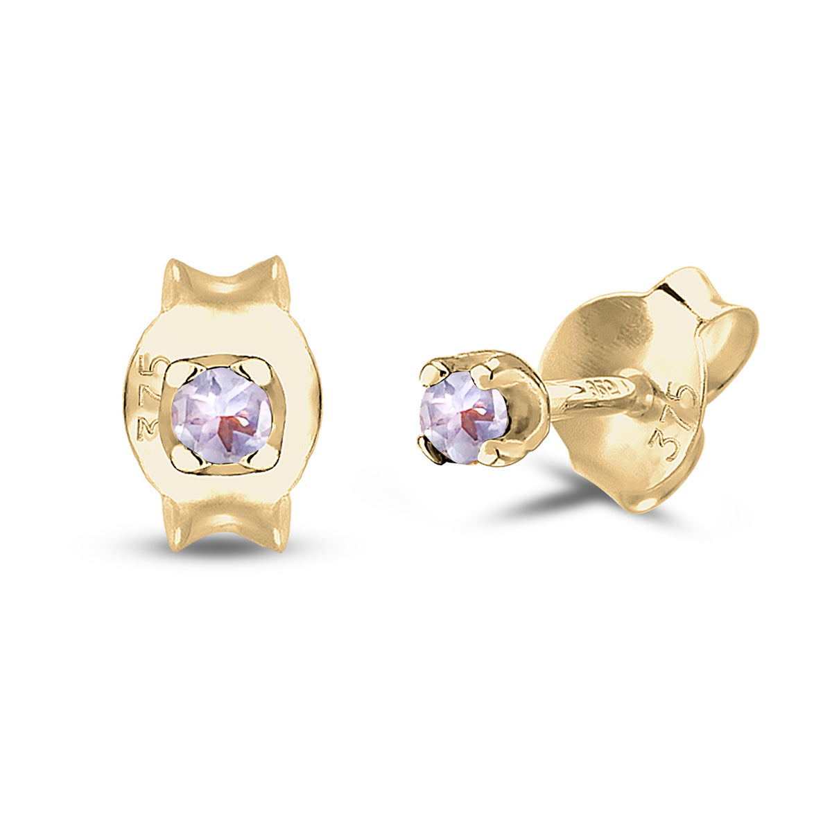 Gold - Elli PREMIUM | Ohrstecker | Tanzanit (Lila) | 375 Gelbgold