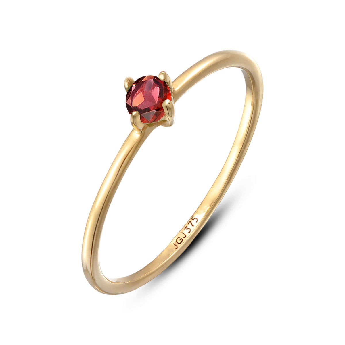 Gold - Elli PREMIUM | Solitär-Ring | Granat (Dunkelrot) | 375 Gelbgold