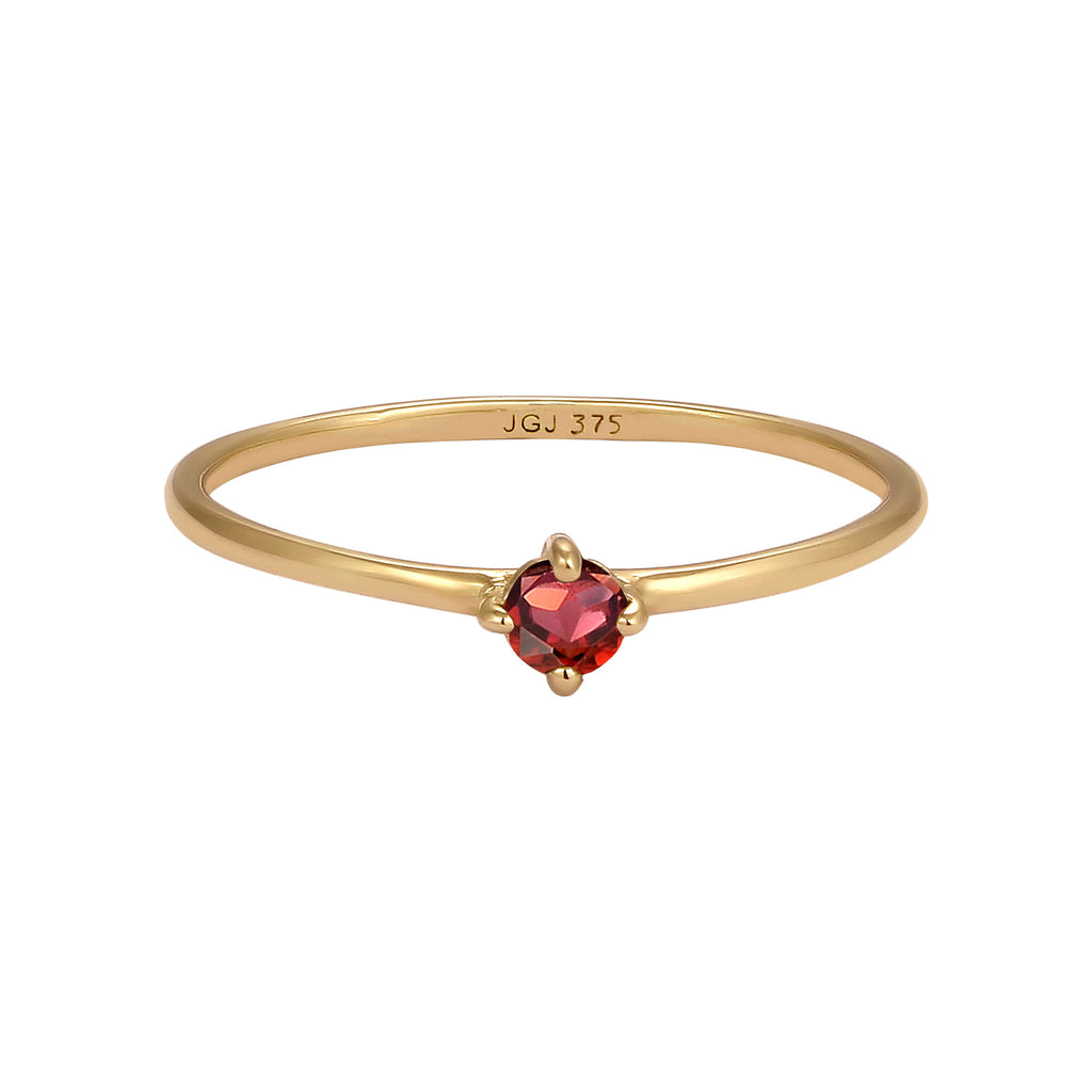 Gold - Elli PREMIUM | Solitär-Ring | Granat (Dunkelrot) | 375 Gelbgold