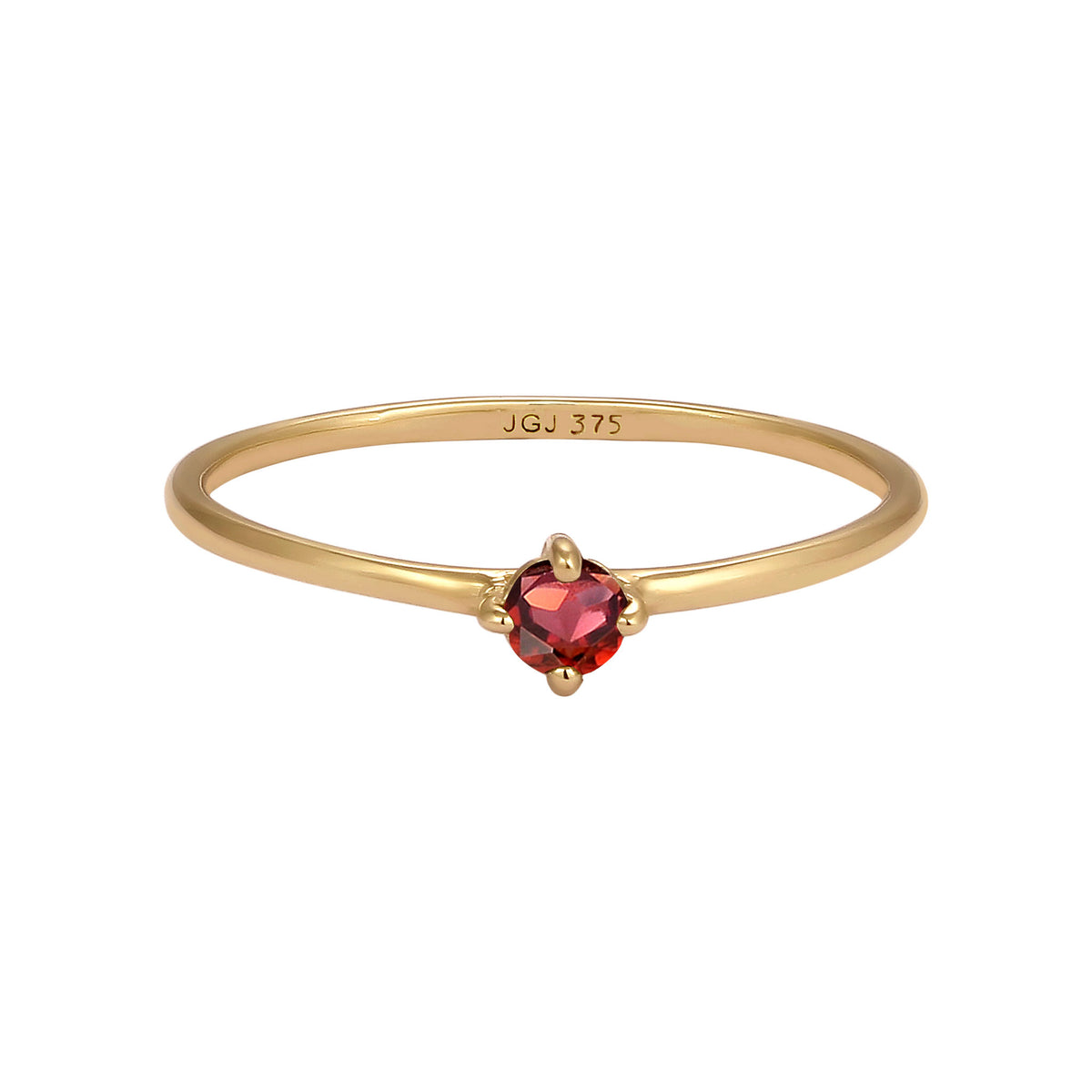Gold - Elli PREMIUM | Solitär-Ring | Granat (Dunkelrot) | 375 Gelbgold