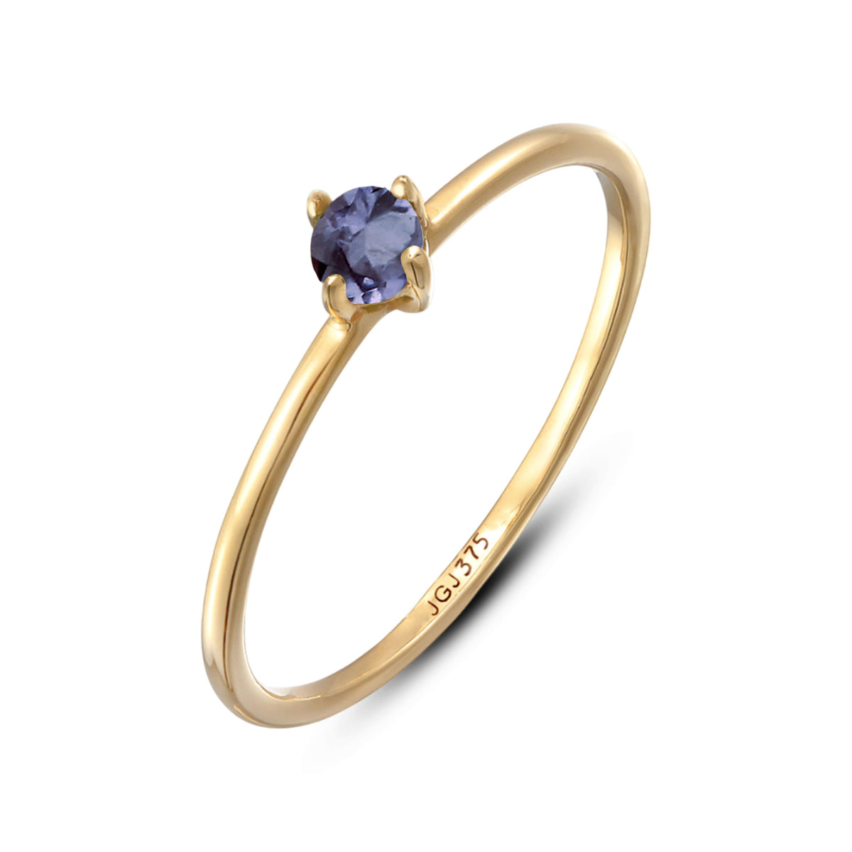 Gold - Elli PREMIUM | Solitär-Ring | Lolith (Lila) | 375 Gelbgold
