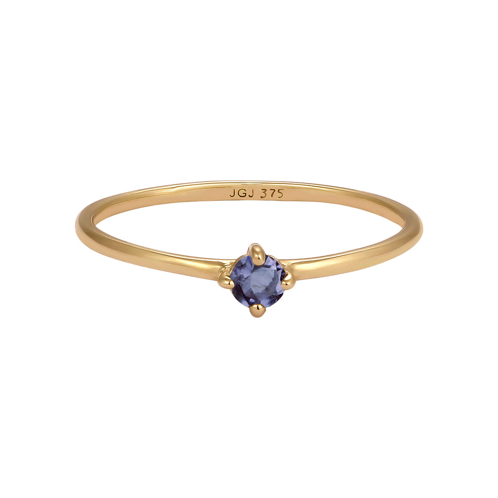 Gold - Elli PREMIUM | Solitär-Ring | Lolith (Lila) | 375 Gelbgold