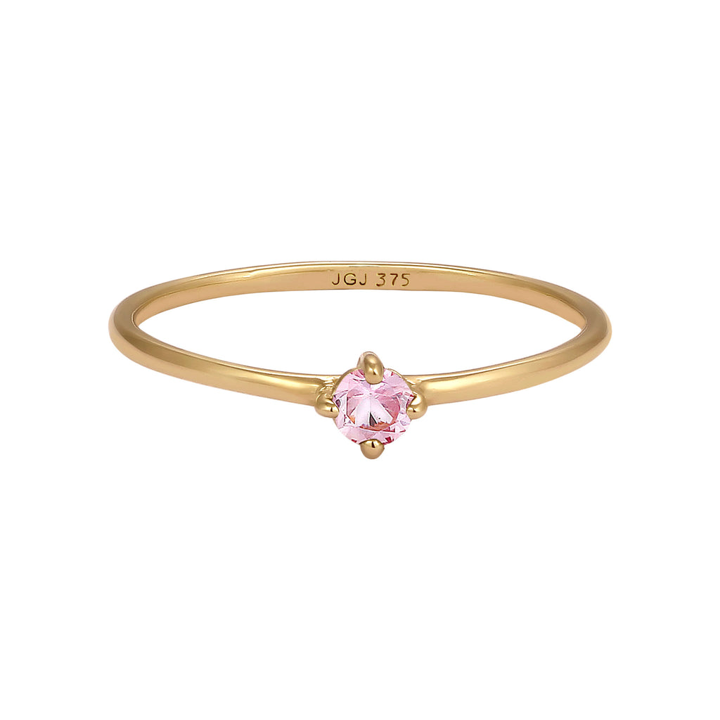 Gold - Elli PREMIUM | Solitär-Ring | Saphir Rosa | 375 Gelbgold