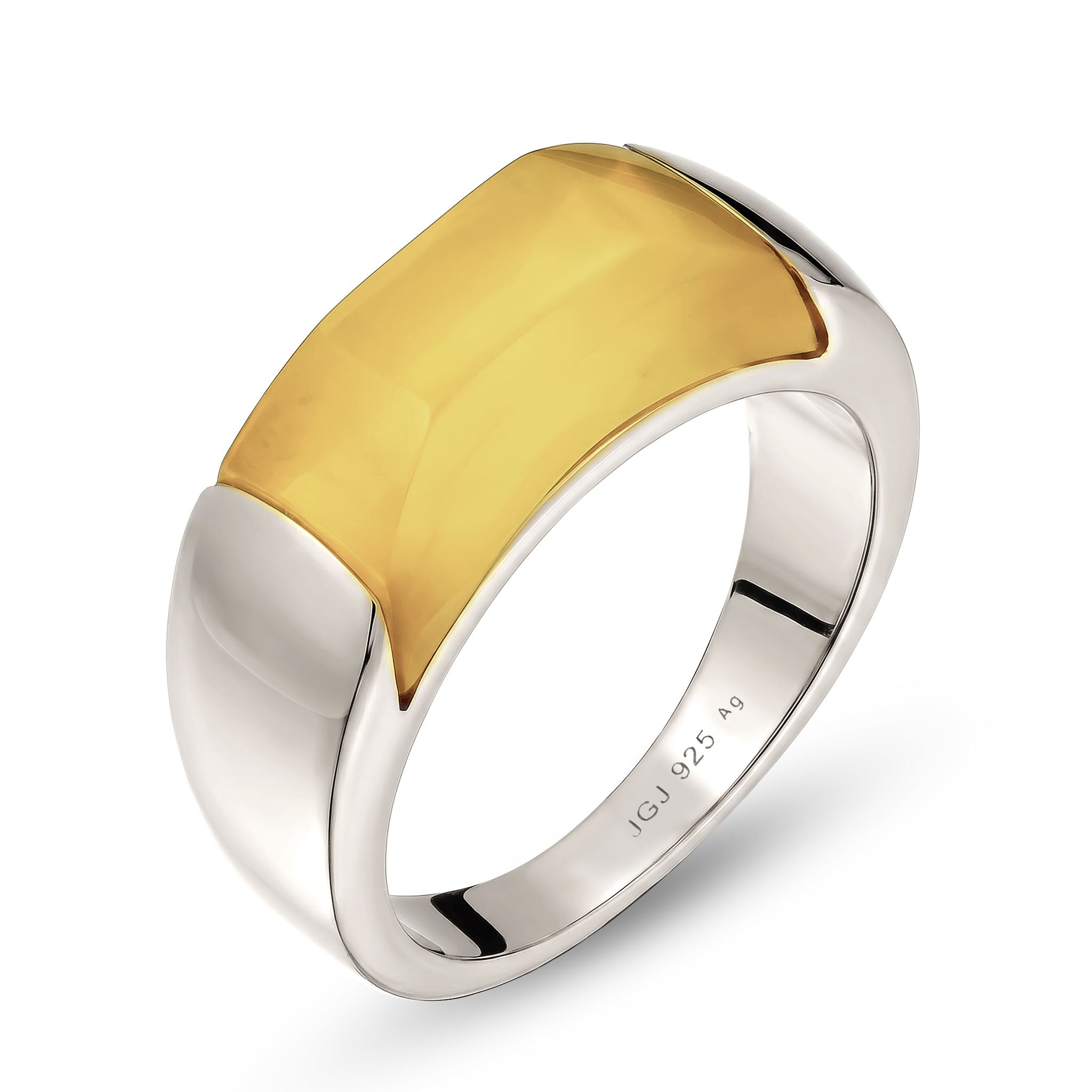 Silber - Elli | Ring | Resin Gelb | 925 Sterling Silber