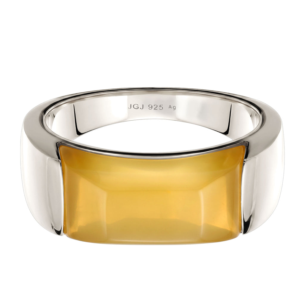 Silber - Elli | Ring | Resin Gelb | 925 Sterling Silber