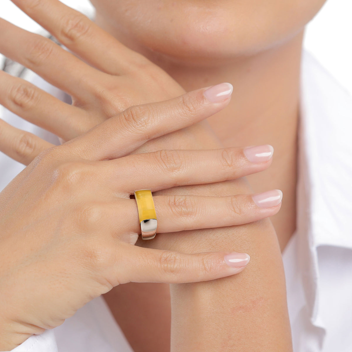 Silber - Elli | Ring | Resin Gelb | 925 Sterling Silber