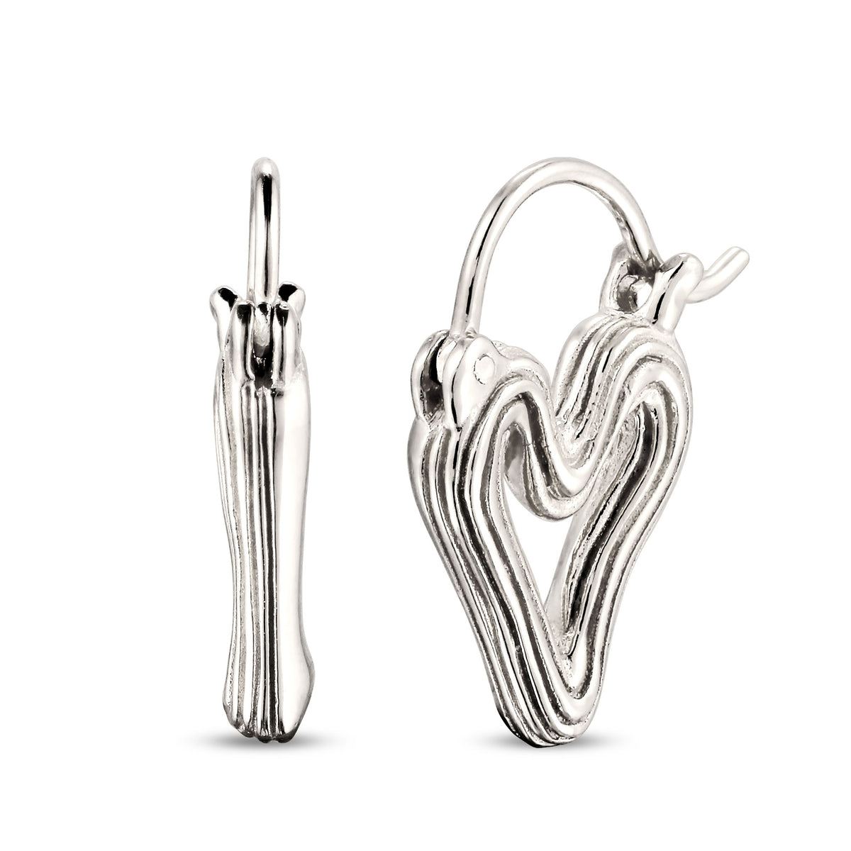 Silber - Elli | Creolen Herz | Wave | 925 Sterling Silber