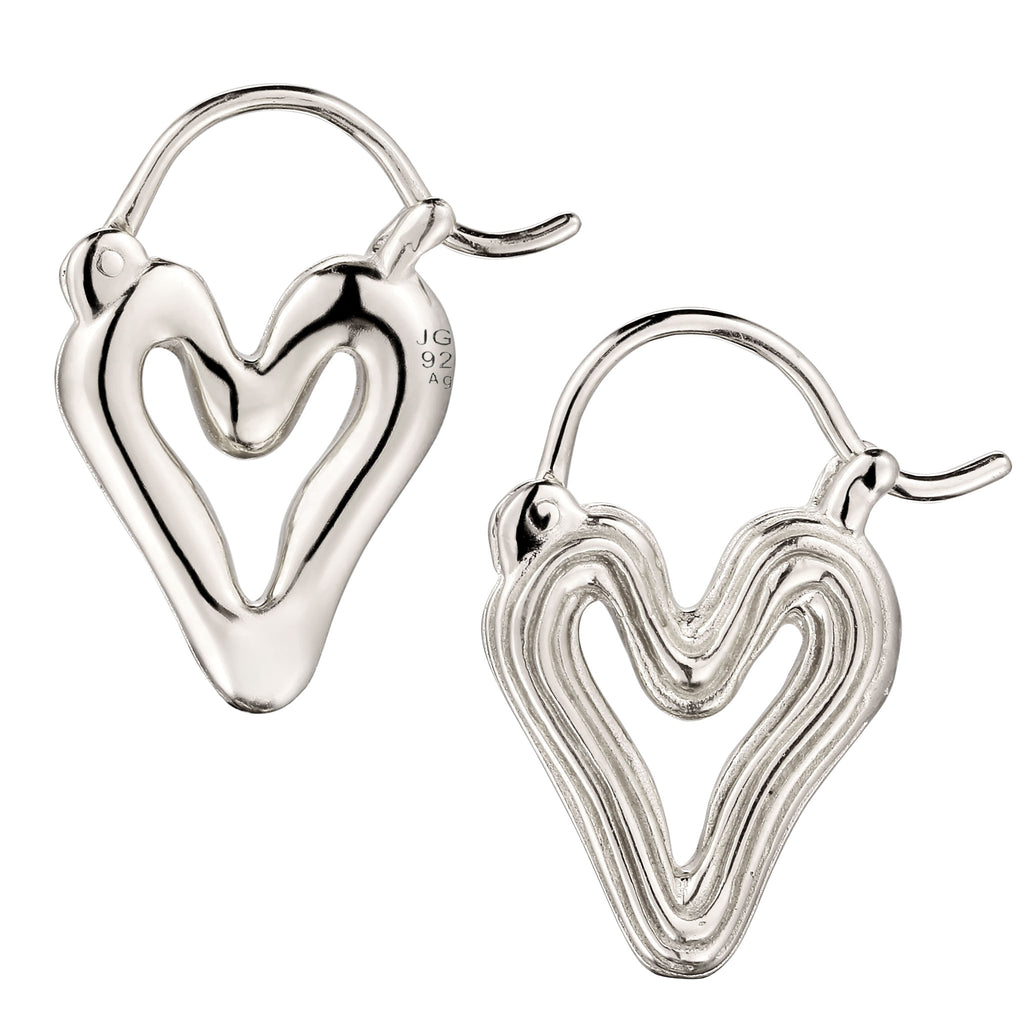 Silber - Elli | Creolen Herz | Wave | 925 Sterling Silber