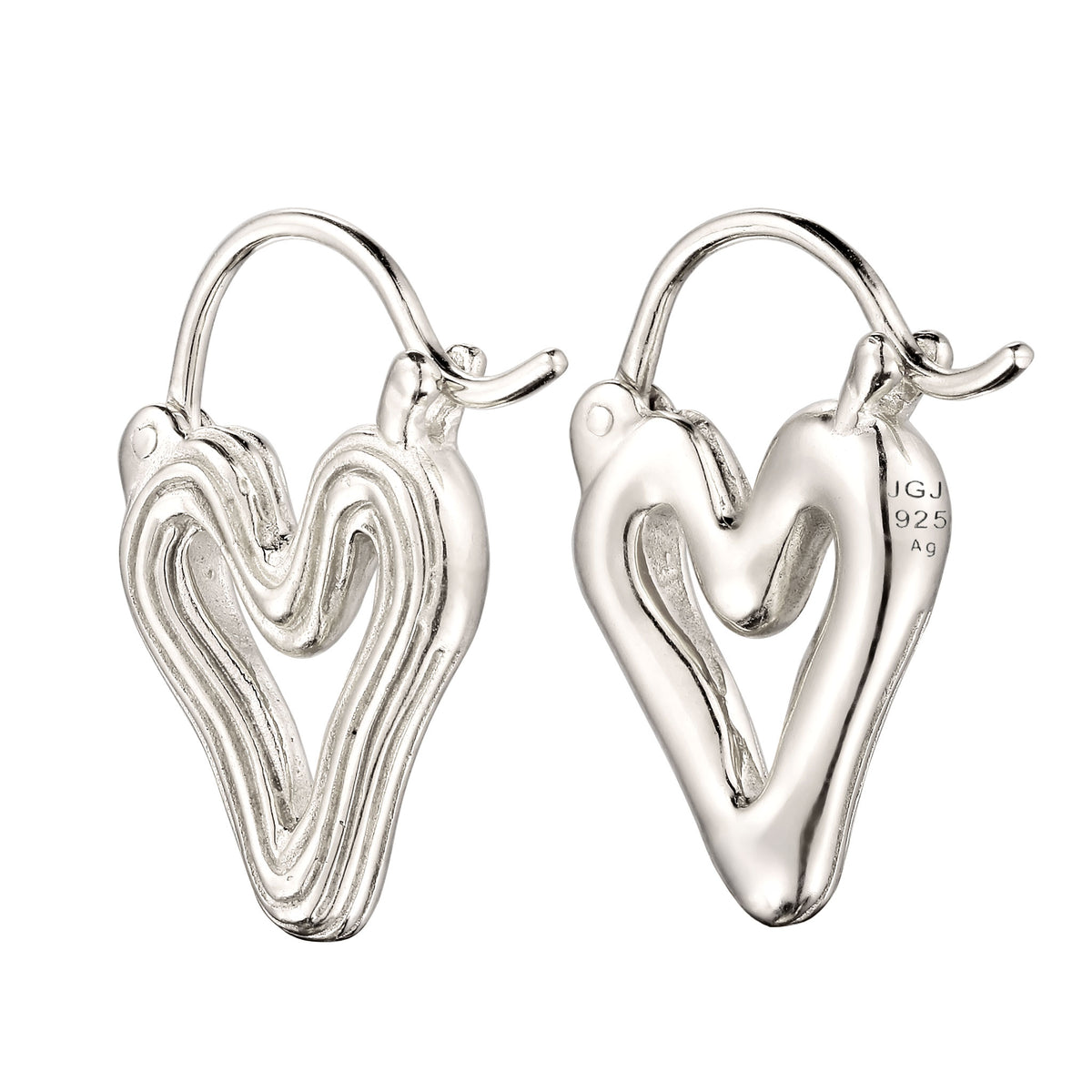 Silber - Elli | Creolen Herz | Wave | 925 Sterling Silber