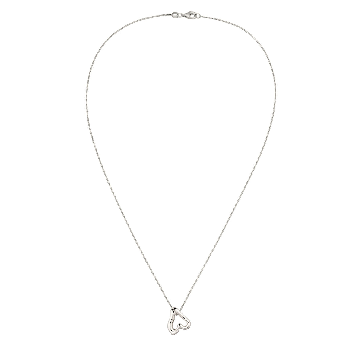 Silber - Elli | Halskette Cut Out Herz | Topas Weiß | 925 Sterling Silber