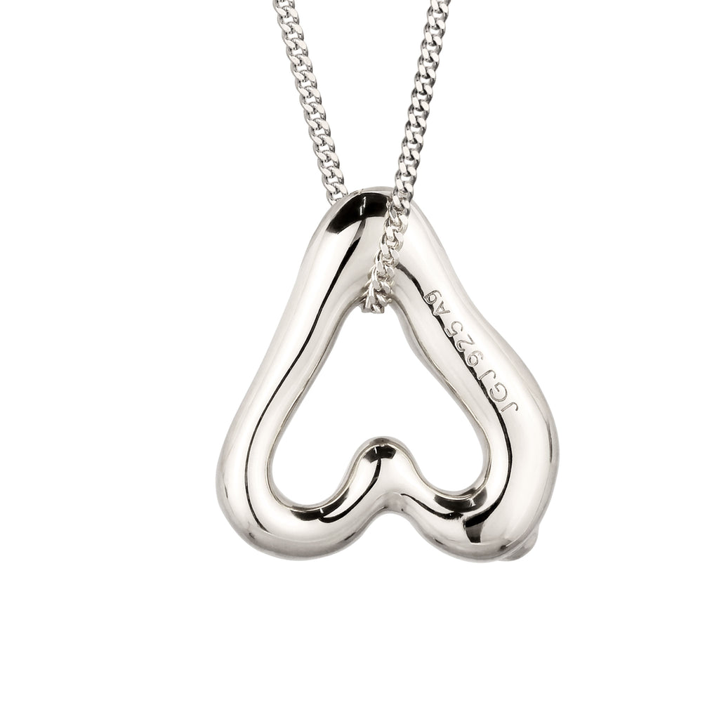 Silber - Elli | Halskette Cut Out Herz | Topas Weiß | 925 Sterling Silber
