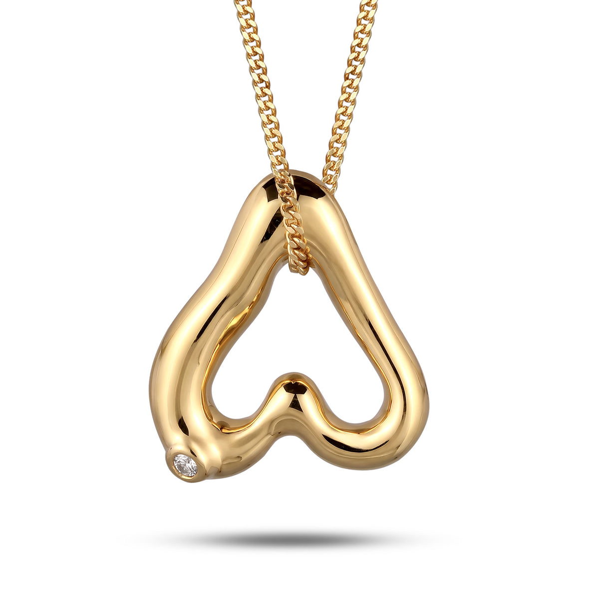 Gold - Elli | Halskette Cut Out Herz | Topas Weiß | 925 Sterling Silber vergoldet
