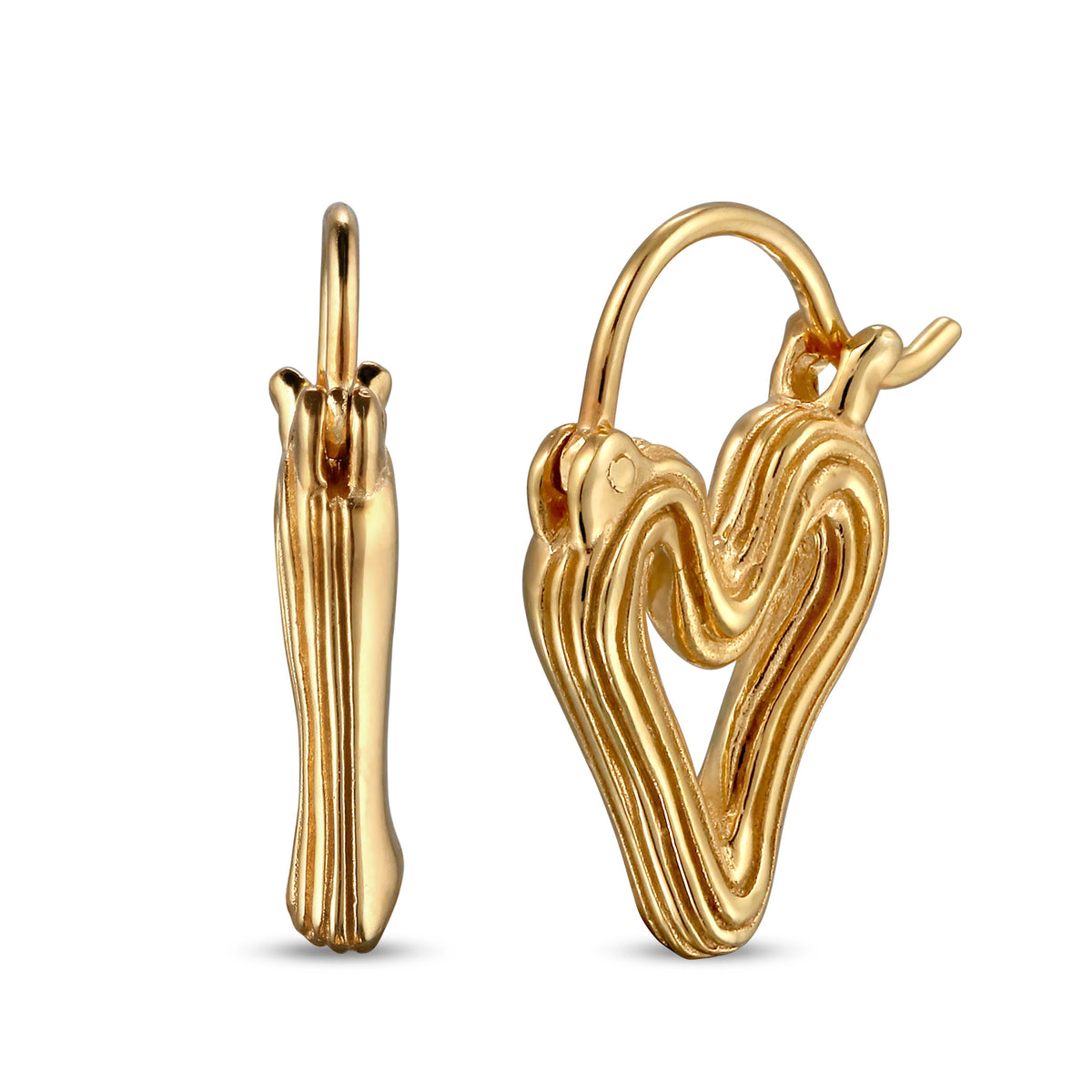 Gold - Elli | Creolen Herz Wave | 925 Sterling Silber vergoldet