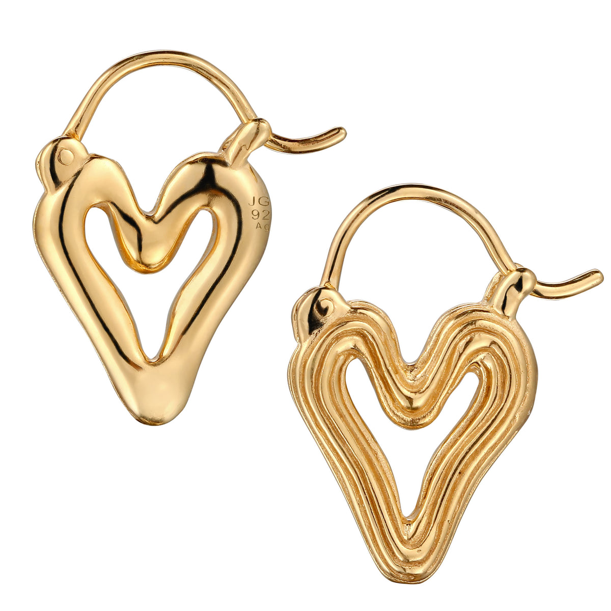 Gold - Elli | Creolen Herz Wave | 925 Sterling Silber vergoldet