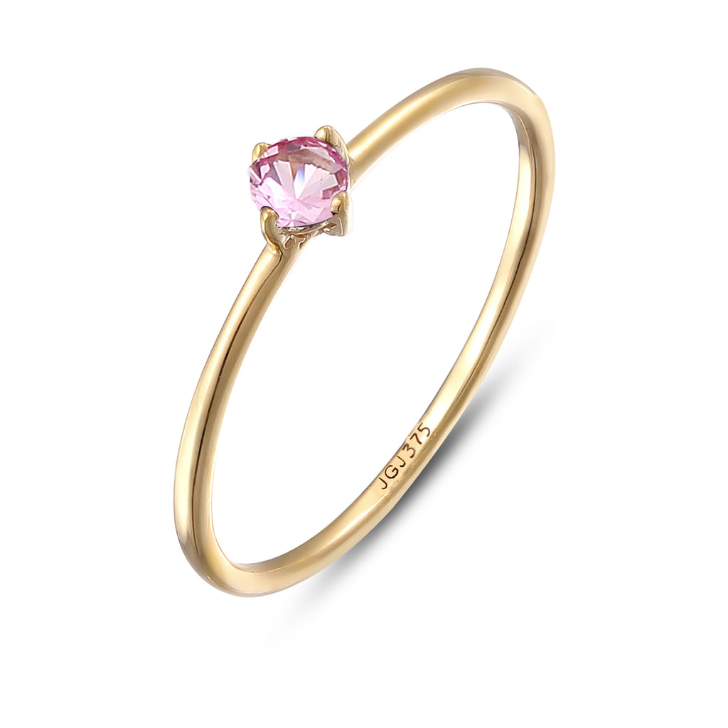 Gold - Elli PREMIUM | Ring | Synthetischer Saphir Rosa | 375 Gelbgold