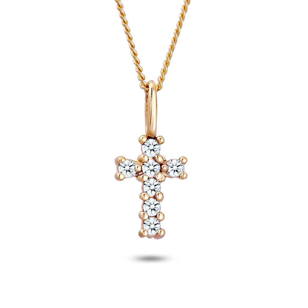 Gold - Elli DIAMONDS | Halskette Kreuz | Diamant (Weiß, 0.105 ct) | 585 Gelbgold