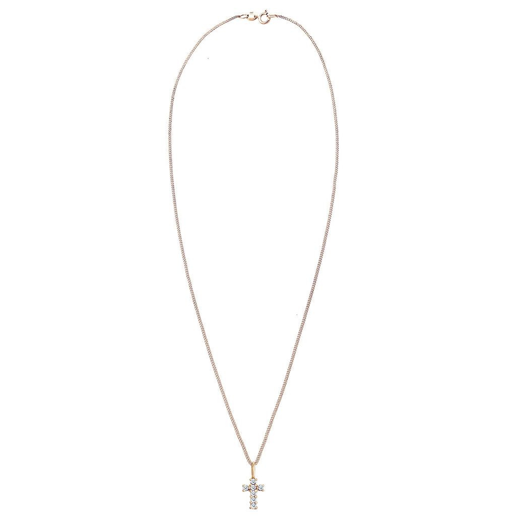 Gold - Elli DIAMONDS | Halskette Kreuz | Diamant (Weiß, 0.105 ct) | 585 Gelbgold