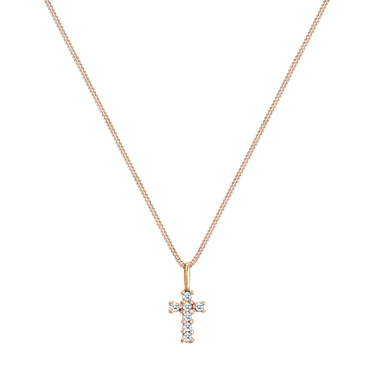 Gold - Elli DIAMONDS | Halskette Kreuz | Diamant (Weiß, 0.105 ct) | 585 Gelbgold