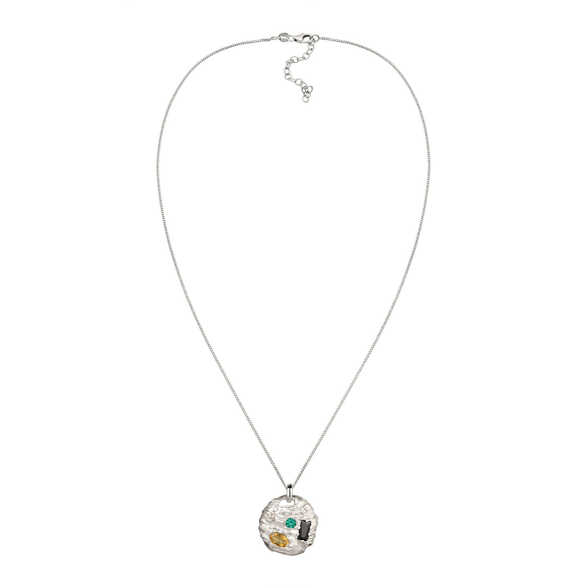 Silber - Elli | Halskette Organic | Citrin Topas Synthetischer Smaragd | 925 Sterling Silber