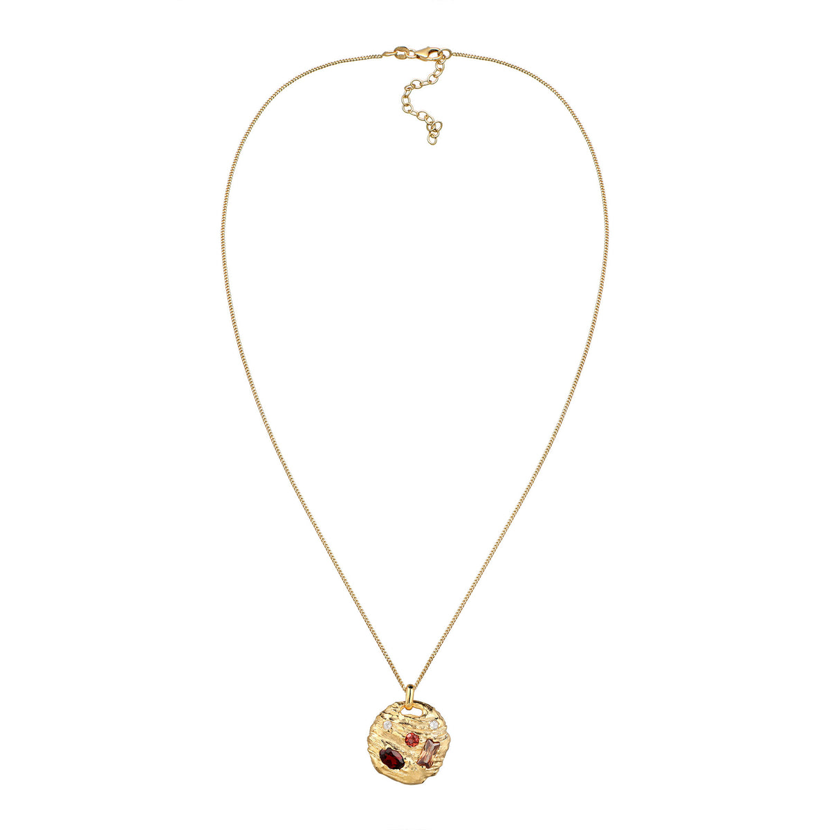 Gold - Elli | Halskette Organic | Topas Granat Zirkonia | 925 Sterling Silber vergoldet