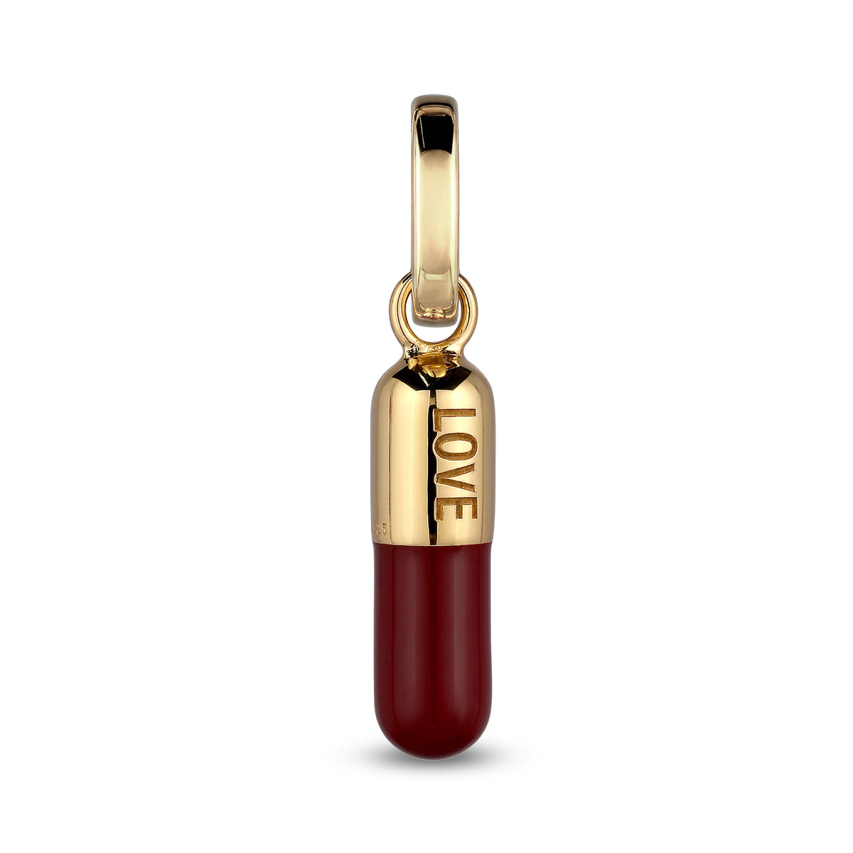 Gold - Elli | Charm Kapsel Love | Emaille (Rot) | 925 Sterling Silber vergoldet