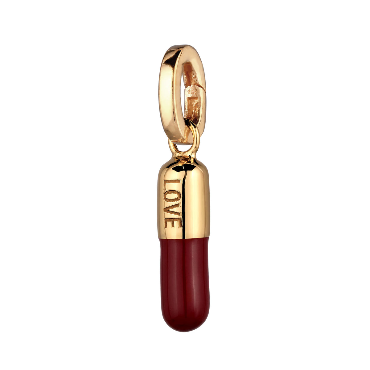 Gold - Elli | Charm Kapsel Love | Emaille (Rot) | 925 Sterling Silber vergoldet