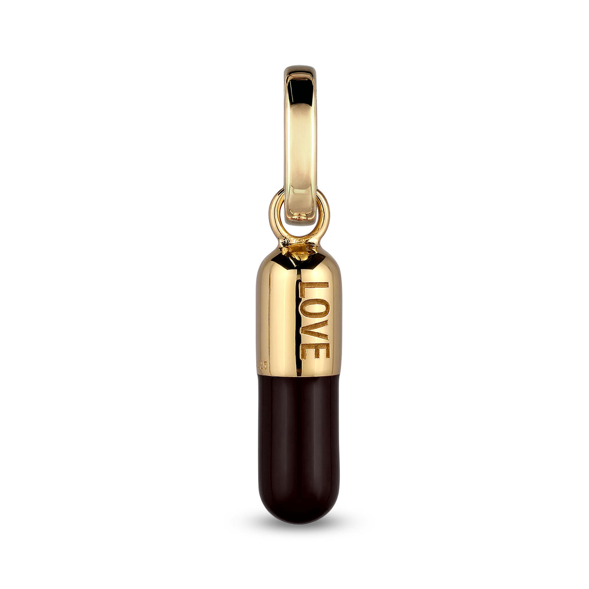Gold - Elli | Charm Kapsel Love | Emaille (Schwarz) | 925 Sterling Silber vergoldet