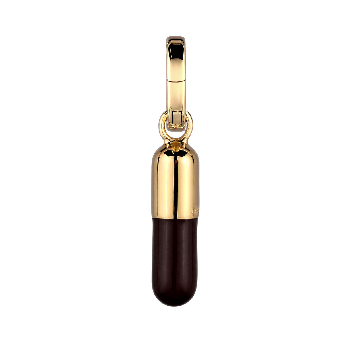 Gold - Elli | Charm Kapsel Love | Emaille (Schwarz) | 925 Sterling Silber vergoldet