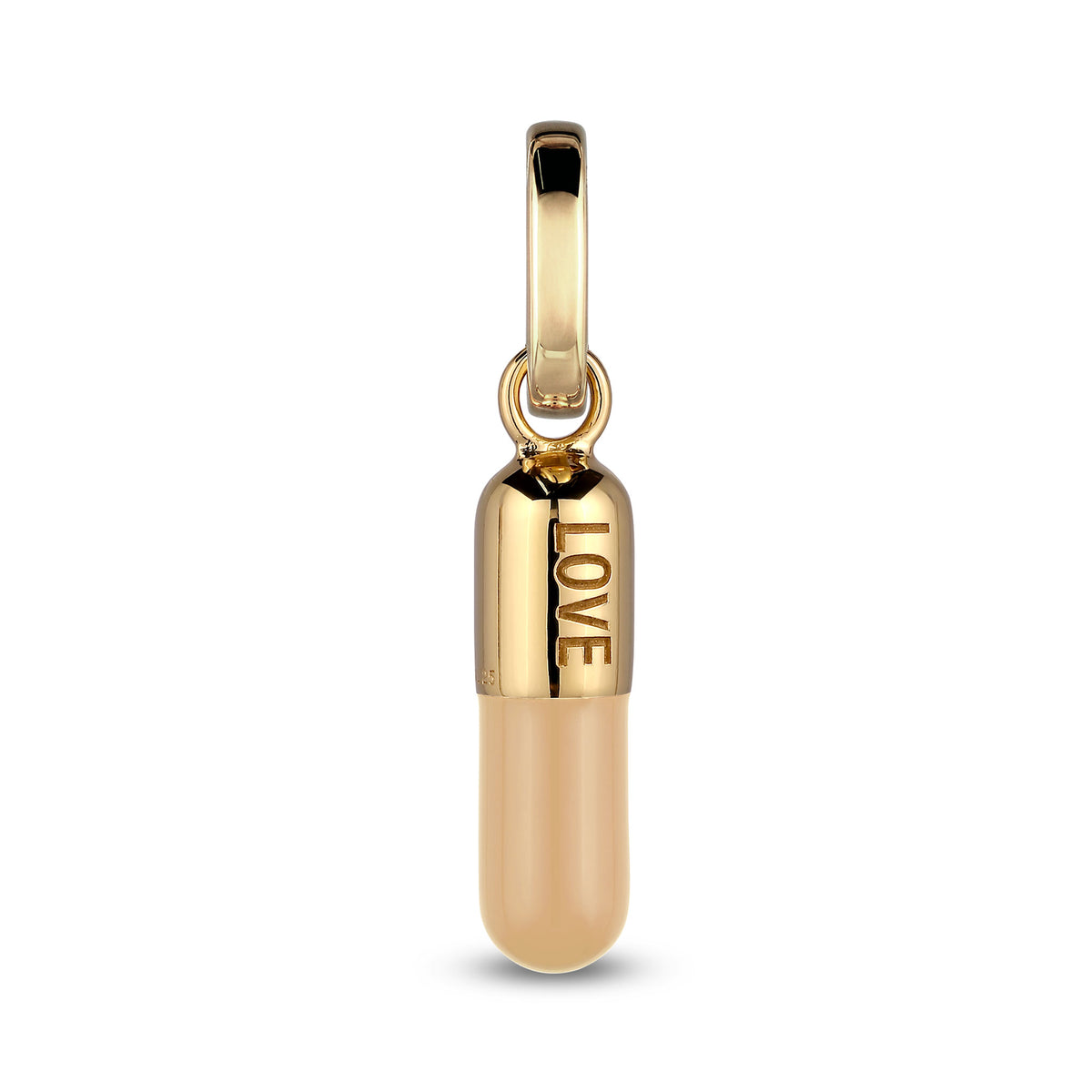 Gold - Elli | Charm Kapsel Love | Emaille (Beige) | 925 Sterling Silber vergoldet