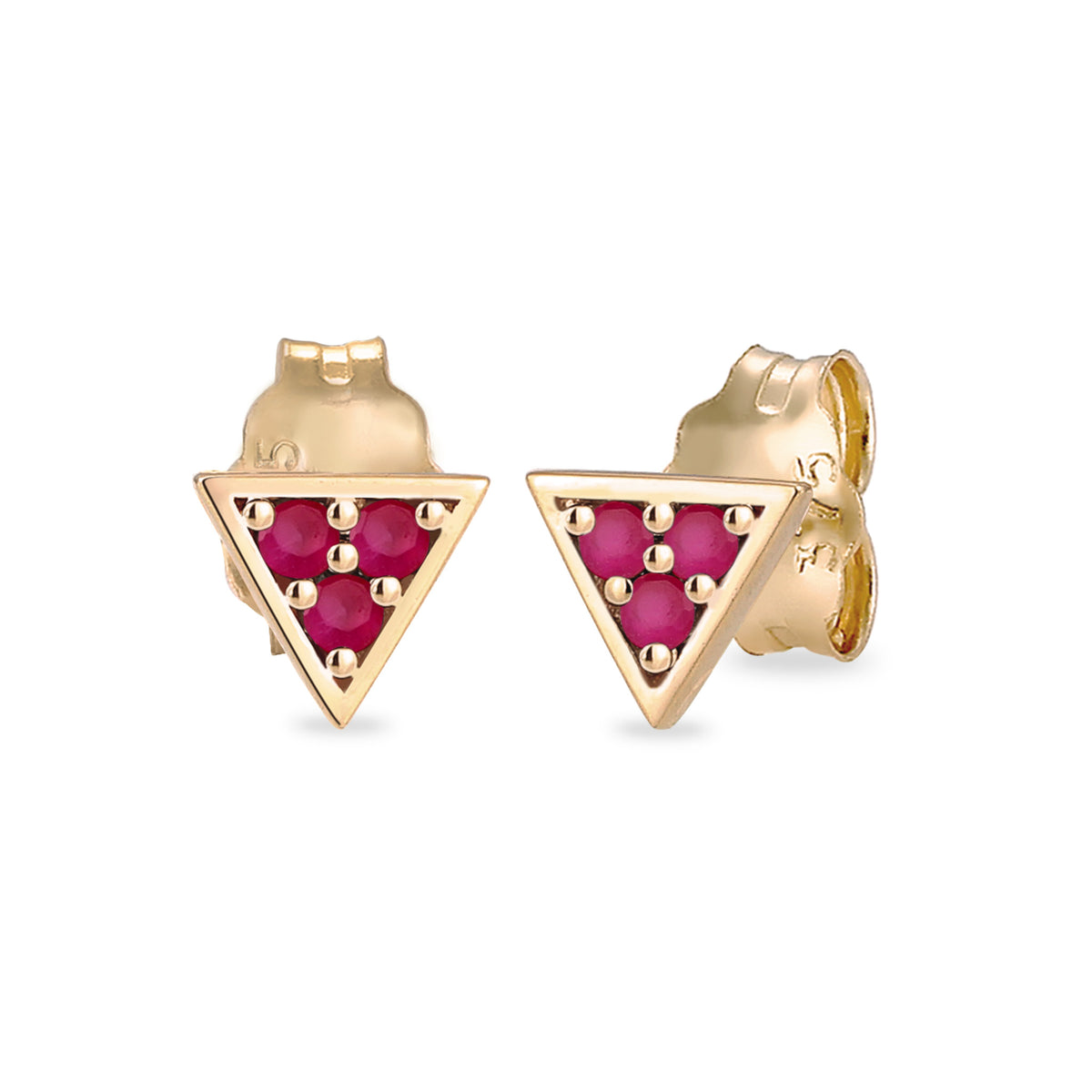 Gold - Elli PREMIUM | Ohrstecker Dreieck | Saphir (Pink, 0.09 ct) | 375 Gelbgold