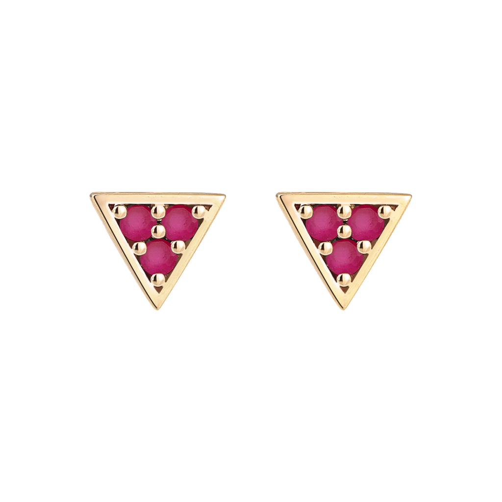 Gold - Elli PREMIUM | Ohrstecker Dreieck | Saphir (Pink, 0.09 ct) | 375 Gelbgold