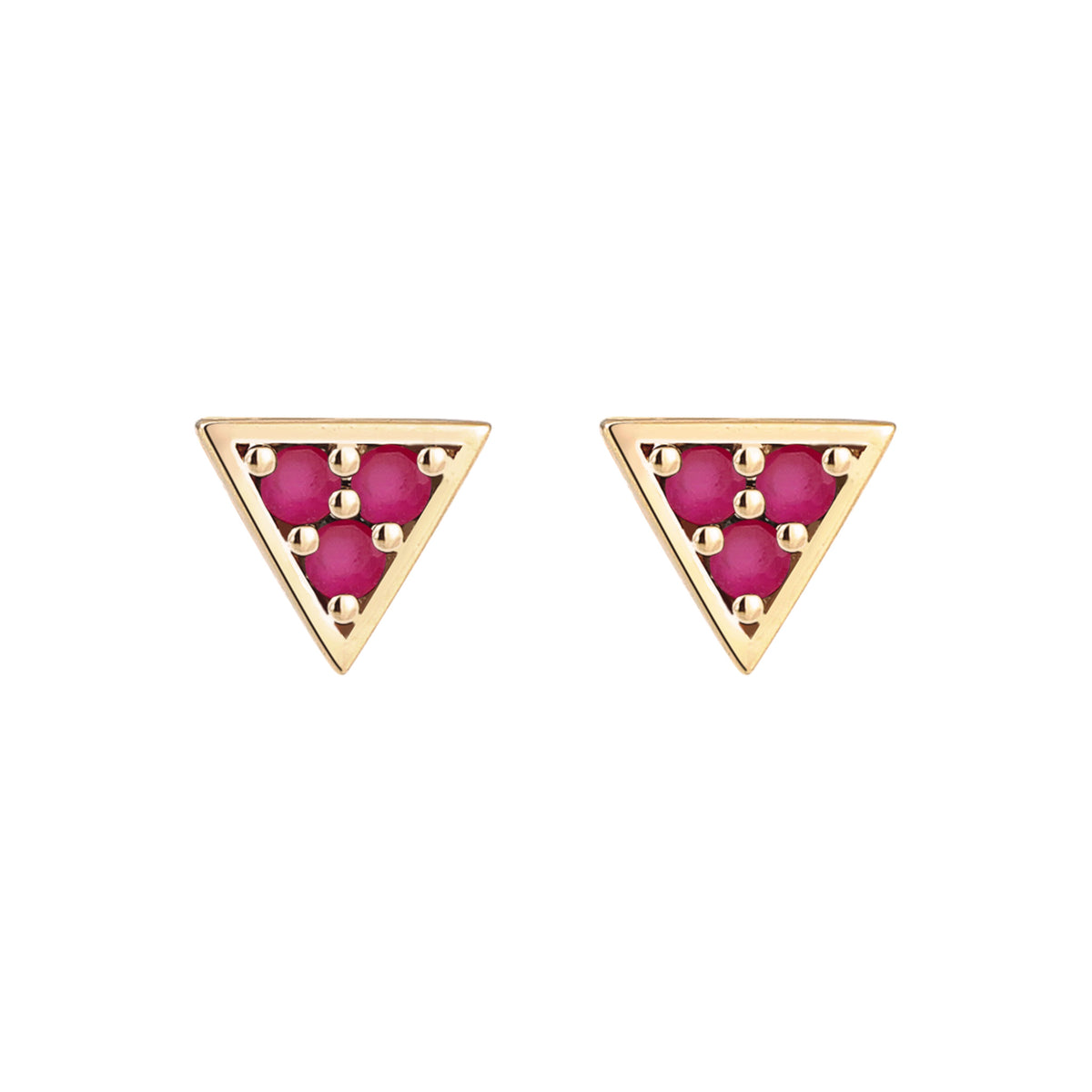 Gold - Elli PREMIUM | Ohrstecker Dreieck | Saphir (Pink, 0.09 ct) | 375 Gelbgold
