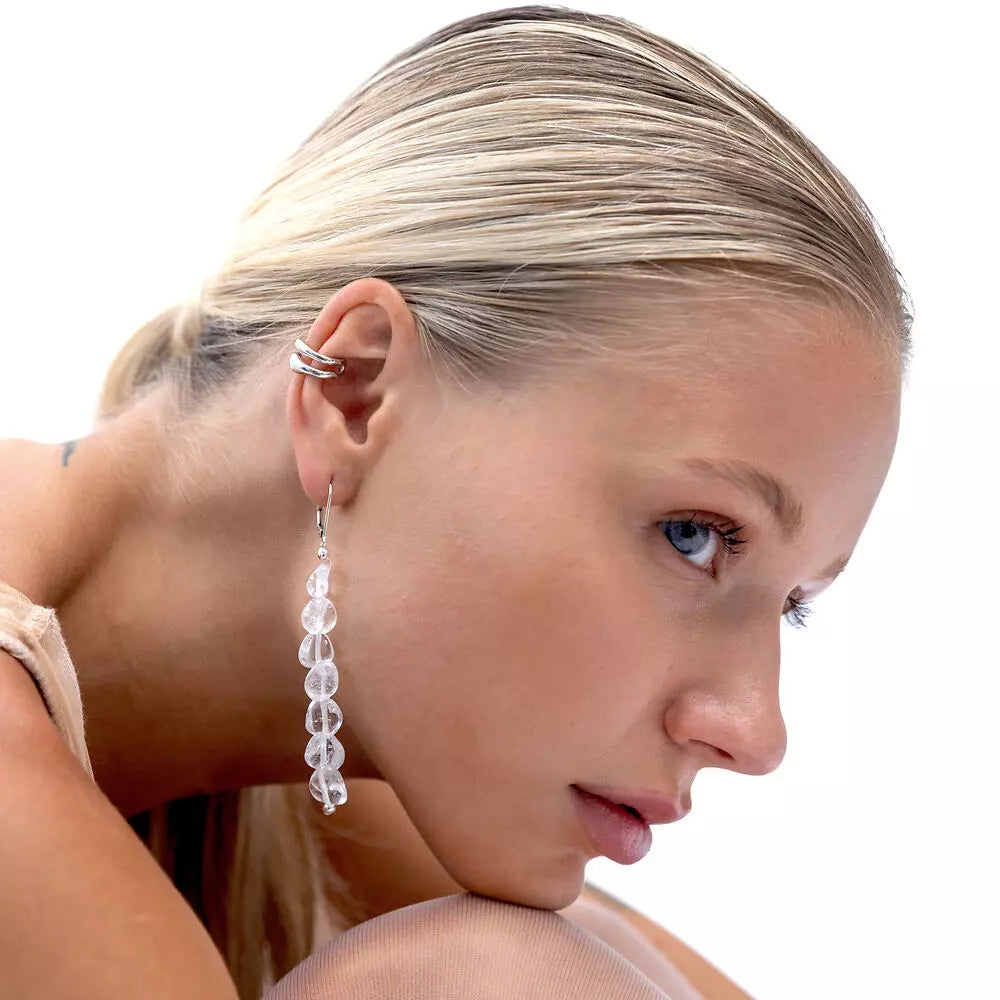 Ohrhänger lang | Bergkristall (Transparent) 925 Sterling silber