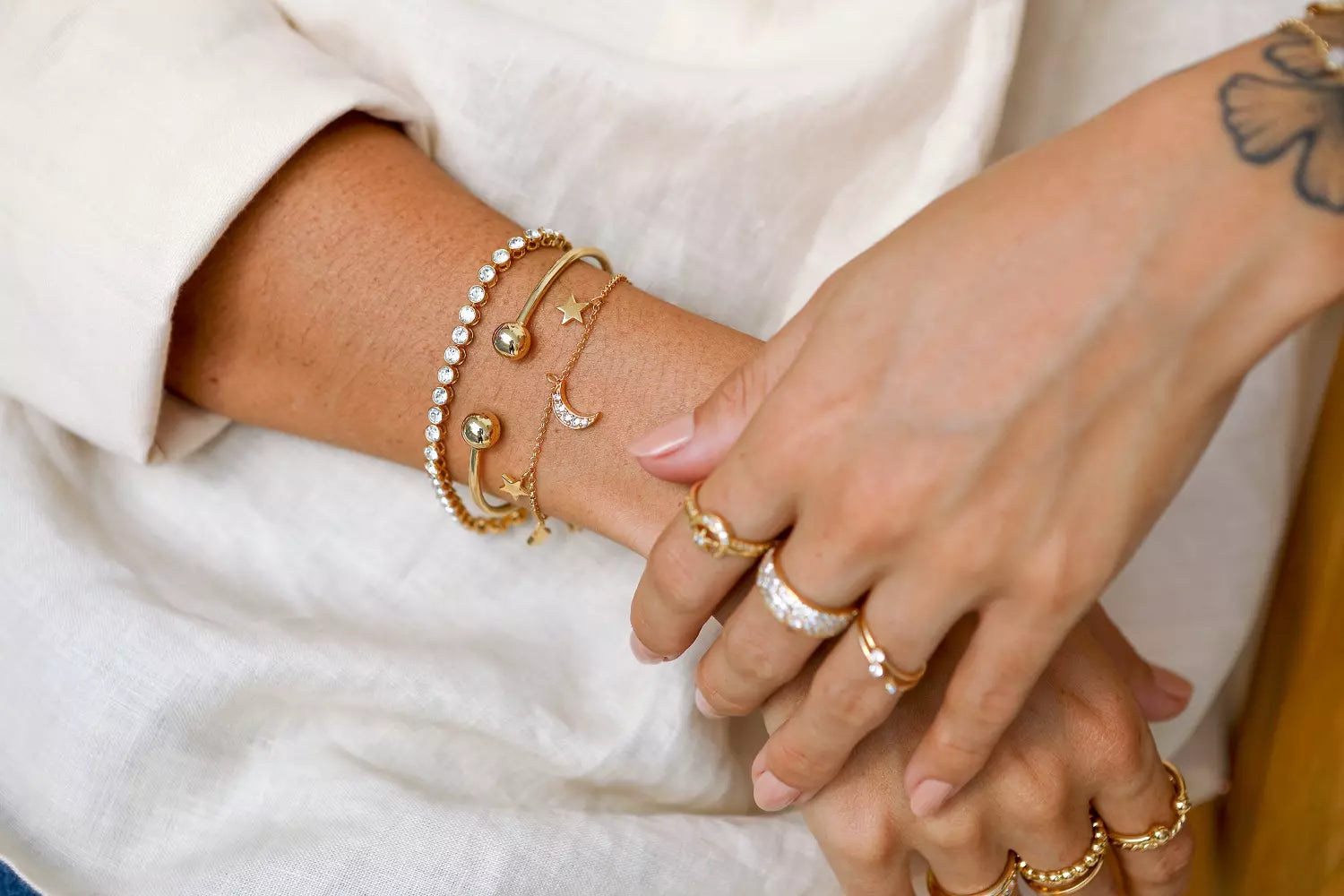 Gold Armband Stacking - Sparkling meets Astro