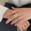 Ringset Chunky mit Rillen aus goldfarbenem Messing