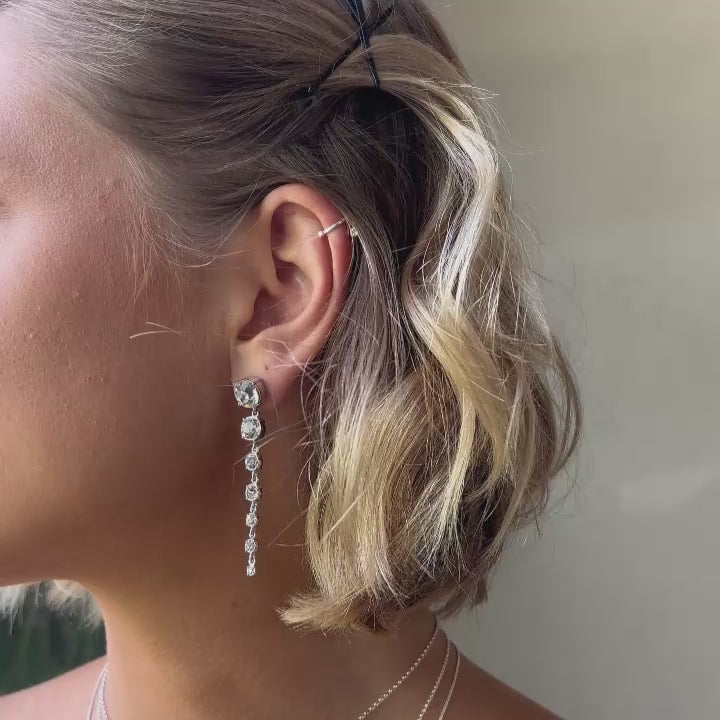 Earcuff mit Kristall Anhänger und funkelnder Ohrhänger